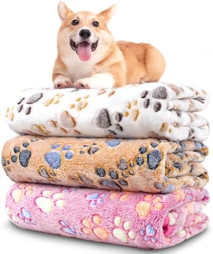 Dog Blankets for Small Medium Dogs Washable, 3 Pack Pet Blanket Washable 30" x 20", Fuzzy Soft Puppy Throw Cover for Kennel Crate Bed by NXDZI