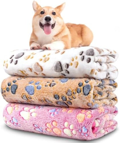 Dog Blankets for Small Medium Dogs Washable, 3 Pack Pet Blanket Washable 30" x 20", Fuzzy Soft Puppy Throw Cover for Kennel Crate Bed by NXDZI