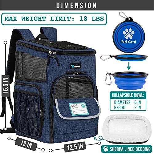 PetAmi Dog Backpack Carrier, Airline Approved 4-Way Entry Cat Bag, Blue - Image 2