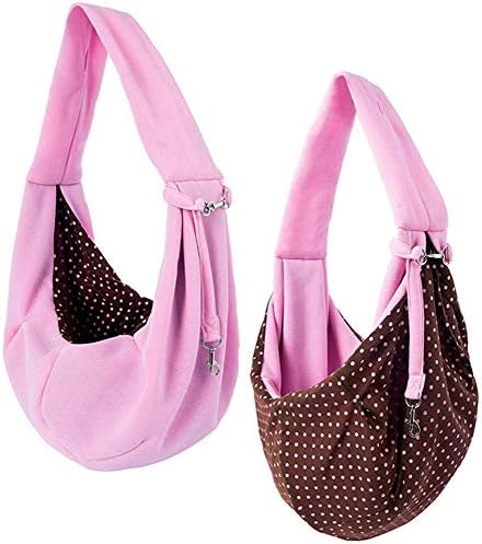 Pet Sling Carrier Bag Travel Tote for Cats Dogs, Up to 16 lbs (Pink) by Grtdrm