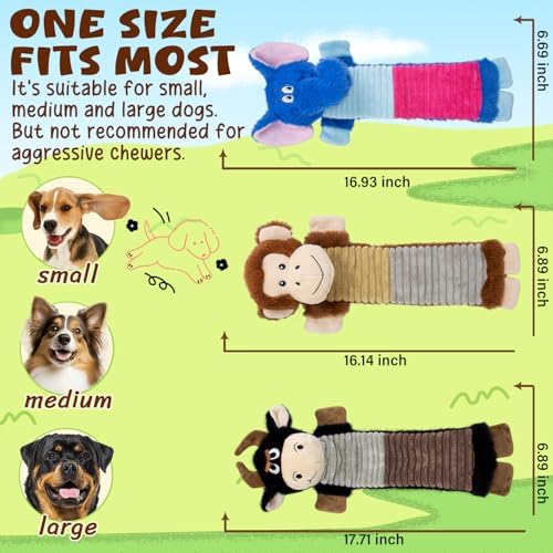 No Stuffing Dog Squeaky 3 Pack Toys, Chew with Crinkle to Large Puppy - Image 4