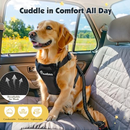 Pawaboo Dog Seat Belt Harness for Car, Seatbelt Harness with 2 in 1 Buckle - Image 6