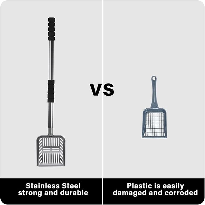 Cat Litter Scoop,Metal Long Handle Kitty Litter Coop Scooper,Heavy Duty Cats Pooper for Litter Box Pet Poop Shovel,Chicken Poop Scooper 32inch