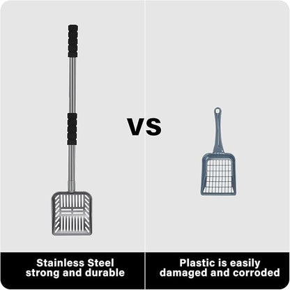 Cat Litter Scoop,Metal Long Handle Kitty Litter Coop Scooper,Heavy Duty Cats Pooper for Litter Box Pet Poop Shovel,Chicken Poop Scooper 32inch