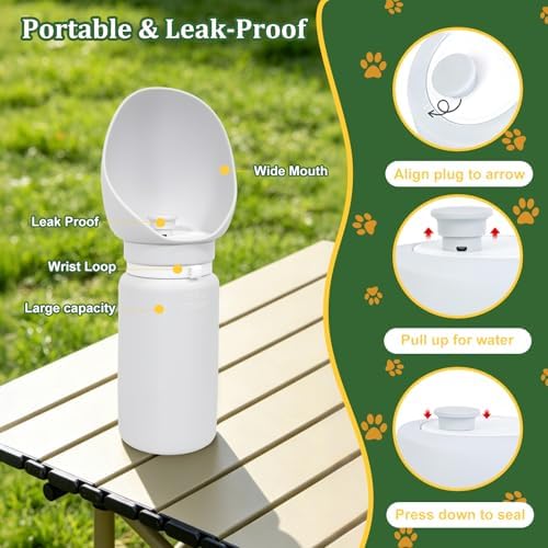 2 in 1 Foldable Dog Water Bottle, Leakproof Portable Pet Dispenser, Grey - Image 4