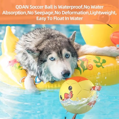 QDAN Dog Toys Soccer Ball with Straps, Interactive Dogs Toys for Tug of War, Puppy Birthday Gifts, Dogs Tug Toy, Dog Water Toy, Durable Dog Balls for Medium & Large Dog - Duck（8 Inch） - Image 6