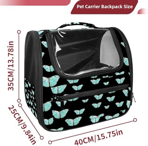 Butterfly on Black Background Pet Travel Carrier | Ventilated Comfortable Design with Safety Features | Ideal for Small to Medium Sized Pets Cats, Dogs etc - Image 6