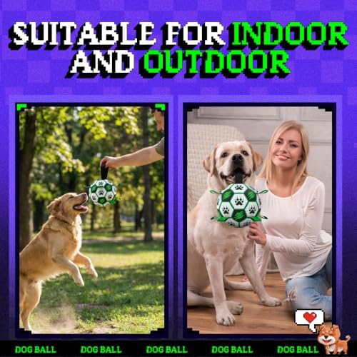 Diman Dog Balls, 6 Inch Balls for Dogs, Dog Soccer Ball with Straps, Green - Image 6