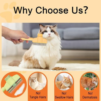 Cat Deshedding Comb, 2 Pcs Pet Hair Removal Tools for Cat/Dog with Two Layered Teeth, Portable Shedding & Grooming Supplies with Release Button for Long/Short Hair Indoor Cats, Kitten Brush - Image 5