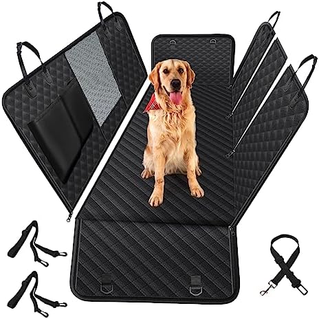 Vailge 100% Waterproof Convertible Dog Car Seat Covers,100% Waterproof Dog Seat Cover with Mesh Window, Heavy Duty seat Cover for Dogs, Dog car Hammock Pet Seat Cover for Cars Trucks suvs,Black,Large by VAILGE
