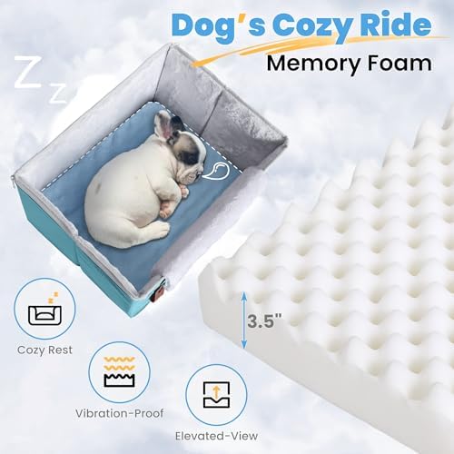 Akinerri Dog Car Seat for Small Dogs, Puppy Seat with Memory Foam Cushion and Safety Buckles, Pet Booster Car Seats for Front and Back Seat, Blue - Image 2