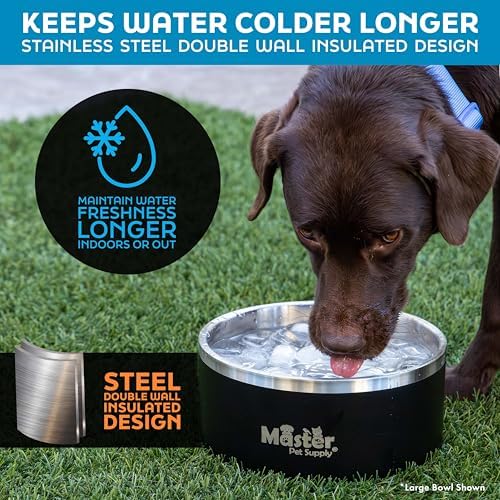 Master Pet Supply Stainless Steel Dog Bowls 32 oz Heavy Duty Navy Blue - Image 4