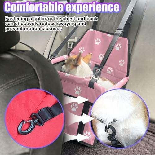 Pet Car Seat, Waterproof Oxford Dog Car Booster Seats, Pink Paw - Image 5