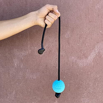 K9 Ops Dog Ball on a Rope Moki Tug Toy - Solid Rubber Fetch Training Reward - Large Dogs Durable Indestructible Chewers Pitbull Dobermann Rottweiler Shepherd (Lagoon Blue - Black Rope) - Image 3