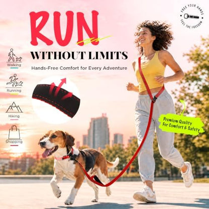 Hands Free Dog Leash, 5.9-8.2ft Multifunctional Crossbody Rope with Explosion-Proof Handle and Adjustable Training Hands Free Leash for Medium Dog Walking Running Hiking Travel Red - Image 4