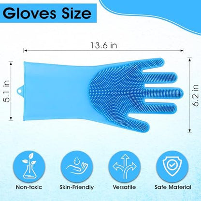 High-Density Silicone Pet Grooming Gloves with Enhanced Five Finger Design for Bathing, Massaging Dogs and Cats (Blue) - Image 2