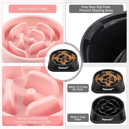 2 Pack Slow Feeder Dog Bowls for Medium Dogs & Cats - Image 3