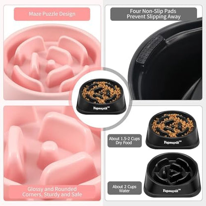 2 Pack Slow Feeder Dog Bowls for Medium Dogs & Cats - Image 3