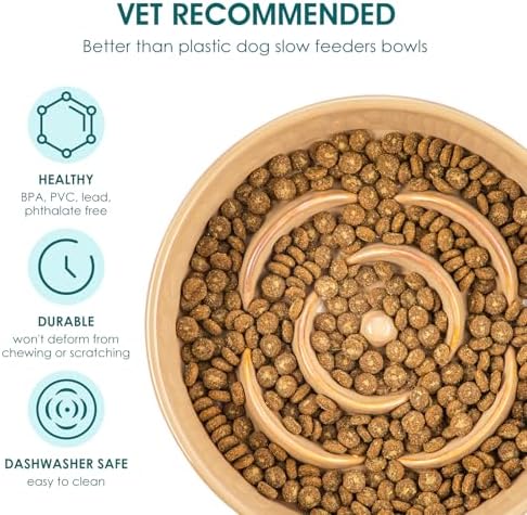 vancasso Ceramic Slow Feeder Dog Bowl, 1.5 Cup Puzzle Dish for Medium Breed - Image 3