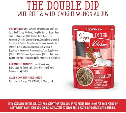 Weruva Dogs in the Kitchen, The Double Dip with Beef & Wild-Caught Salmon Au Jus Dog Food, 2.8oz Pouch (Pack of 12) - Image 6