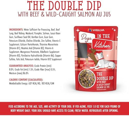 Weruva Dogs in the Kitchen, The Double Dip with Beef & Wild-Caught Salmon Au Jus Dog Food, 2.8oz Pouch (Pack of 12) - Image 6