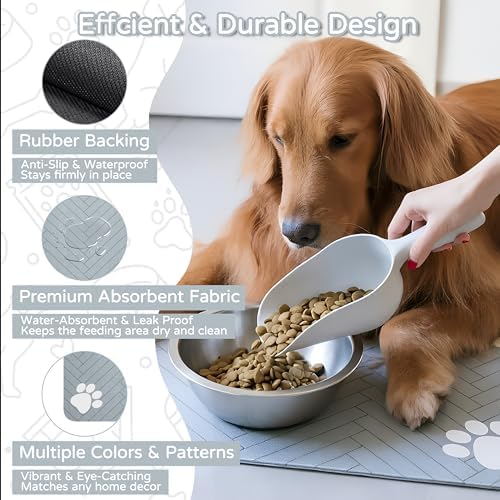 Dog Cat Food Mat, Absorbent Pet Feeding Mat for Food and Water Bowl - Image 4
