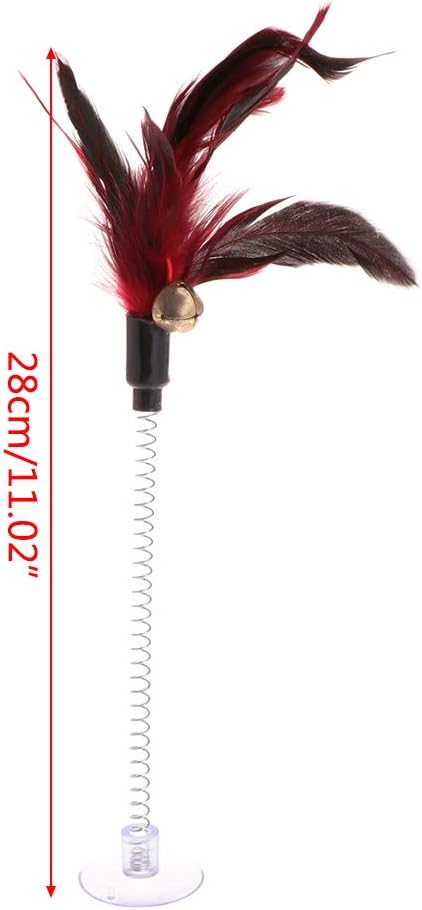 Forgun Cat Toys Feather Stick Spring Suction Cup Pet Teaser Funny Interactive Wand Pen