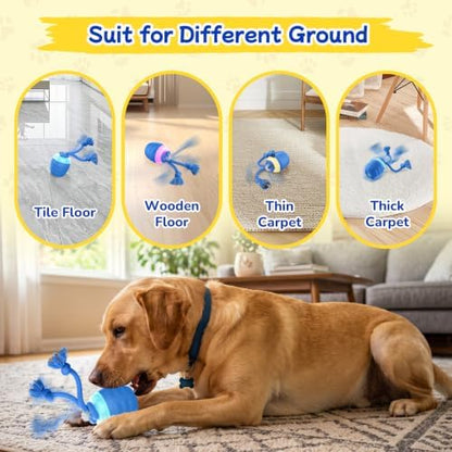 Interactive Dog Toys, Automatic Rolling Dogs Toy with Rope for Medium/Large Dogs, Touch Activated Moving Dog Ball for Boredom(Blue) - Image 4