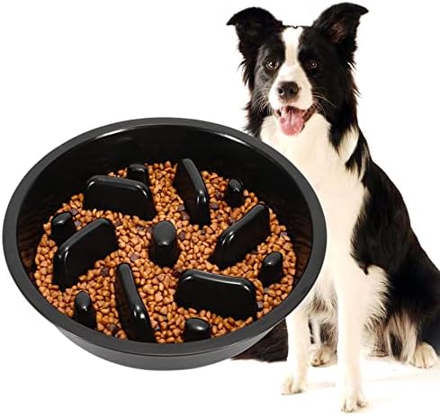 JASGOOD Large Dog Feeder Slow Eating Pet Bowl for Raised Pet Feeders Preventing Choking Food Water Bowl Elevated Diners Replacement Bowl (Black,Large,Fit Opening 8.9"-9.25") by JASGOOD