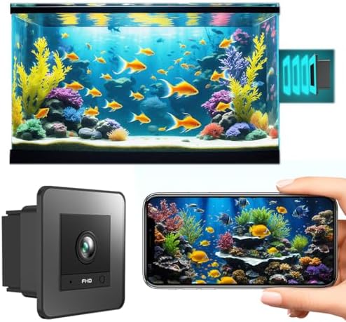 eLinkSmart 2K Aquarium Security Camera Anti-Glare & Anti-Reflection for Glass Tank/Window/Door, Fish & Reptiles, with Night Vision, Motion Detection, 2-Way Audio, 24/7 Local Storage 140° Wide-Angle by TheNo1SmartPadlockCabinetLock