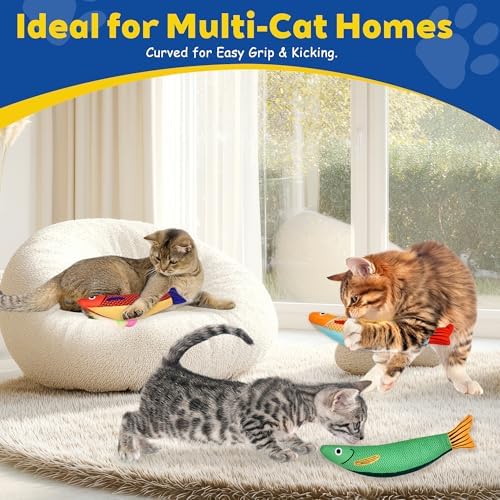 Catnip Saury Fish Cat Toys 3 Pack, Rattle Kicker for Indoor Cats - Image 6