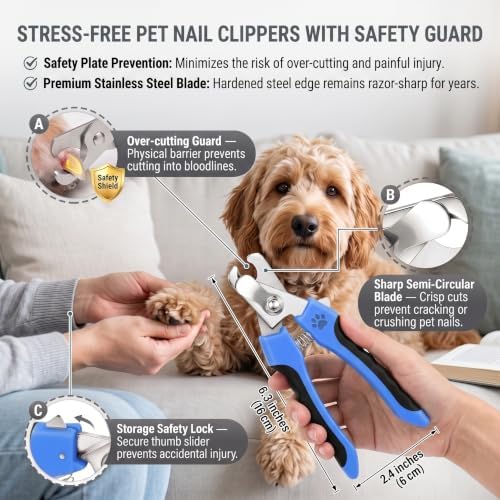 5 PCS Cat & Dog Grooming Kit Brush, Self-Cleaning Slicker Hair Brush, Nail Clipper, Undercoat Rake, Pet Bath Brush with Removable Screen,Pet Comb for Short & Long Haired Dogs Cats,Blue - Image 5