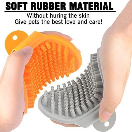 Dog Grooming Brush, Pet Shampoo Bath Brush Shedding Soothing Massage Rubber Comb with Adjustable Ring Handle for Long Short Haired Dogs and Cats 2pcs - Image 3