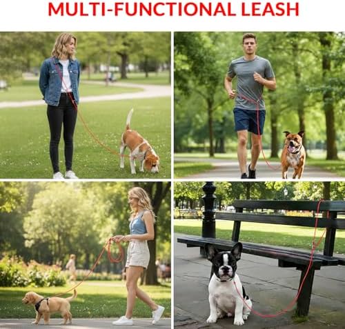 8.2ft Hands Free Dog Leash,Versatile Waist & Crossbody Lead for Medium Dogs,Waterproof & Adjustable for Running Jogging Walking, 360° Swivel Metal Buckle (Red) - Image 4