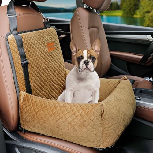 Dog Car Seat Pet Booster Seat Pet Travel Safety Car Seat,The Dog seat Made of Materials is Safe and Comfortable, and can be Disassembled for Easy Cleaning (Brown) by PitPet