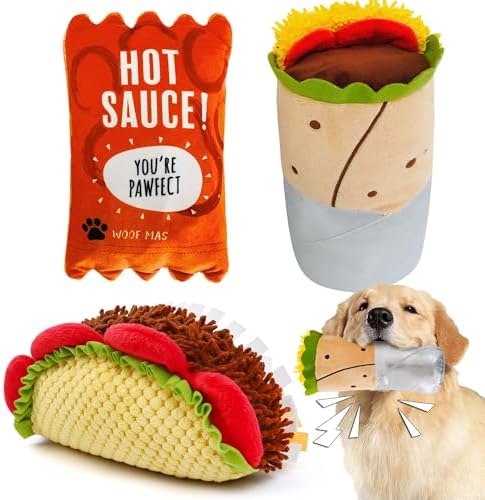 PrimePets 3PCS Plush Squeaky Dog Toys, Pet Toy for Small Medium Large Dogs by PrimePets