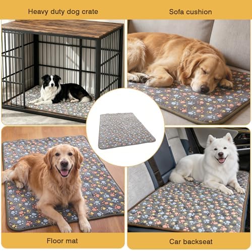 Washable Dog Bed Mat, Upgraded Non-Slip Durable Dog Bed, Soft and Comfortable, Machine Washable Luxury Kennel Pad, Paw Pattern Design Kennel Beds Mats for Large Medium Small Pets, 43.3" x 27.6" - Image 6