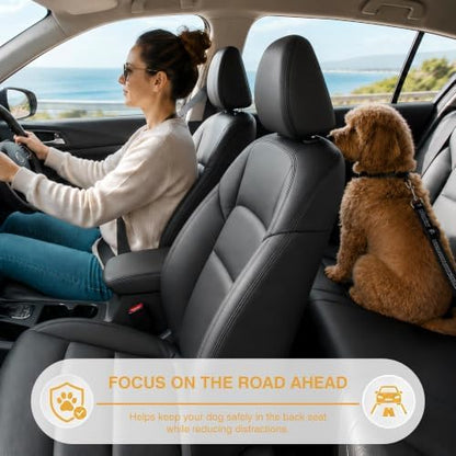 Dog Seat Belt for Car 2 Pack, 3-in-1 Adjustable-Length Bungee Tether - Image 2