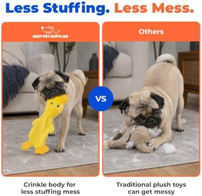 Best Pet Supplies Interactive Squeaky Dog Toy - Crinkle Duck, Yellow - Image 5