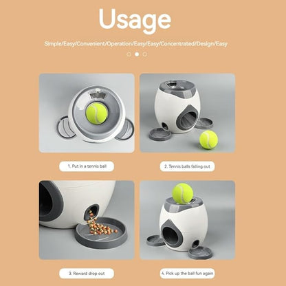 Automatic Dog Ball Launcher Dog Tennis Food Reward Machine Interactive Dogs Ball Thrower Slow Feeder for Small and Medium Dogs (Dark Grey)