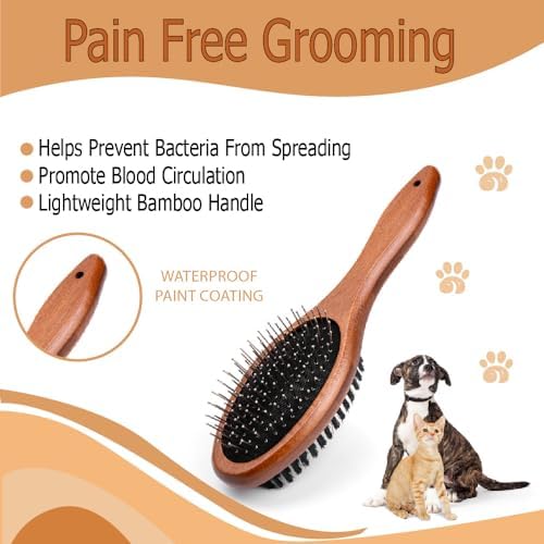 Double-Sided Pet Slicker Brush for Dogs and Cats - Professional Grooming Comb with Pins and Bristles - Ideal for Long and Short Hair - Shedding and Tangle Removal - Durable and Gentle Brush - Image 3