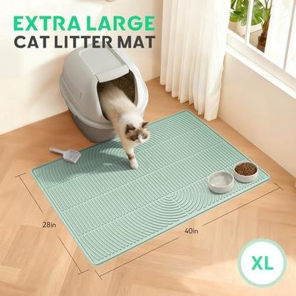 Pawtasy Cat Litter Mat,40" x 28" Extra Large Silicone Waterproof Litter Trapping Mat for Scatter Control Soft on Kitty Paws Non-Slip Easy to Clean - Image 5