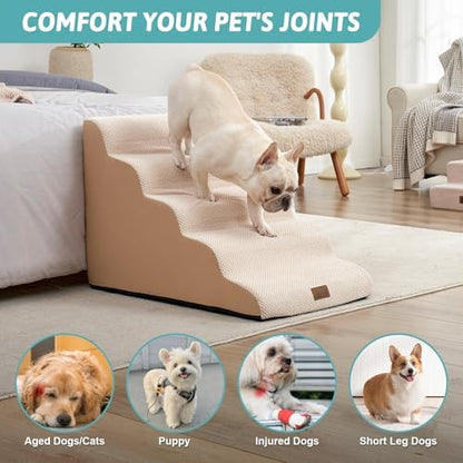 COZY KISS Extra Wide Dog Stair for Small Dog, 5 Step Pet Ramp for Bed - Image 3