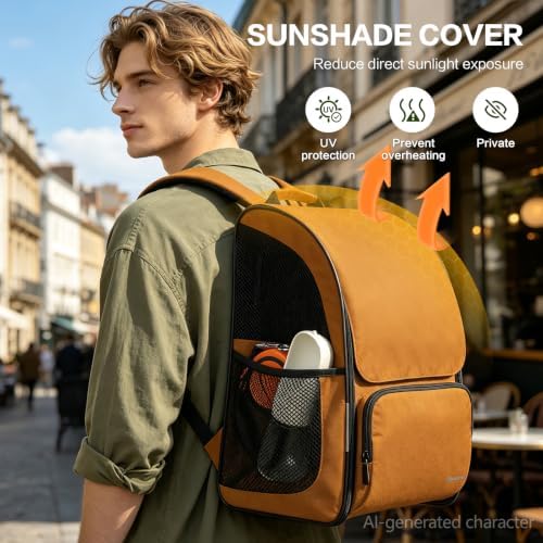 Expandable Cat Backpack Carrier for Cats, Kitten and Puppy, Brown - Image 5