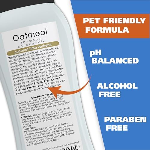 Wahl USA Dry Skin & Itch Relief Pet Shampoo for Dogs – Oatmeal Formula with Coconut Lime Verbena Scent & Pet Friendly Formula, 24 Oz - Model 820004A - Image 6