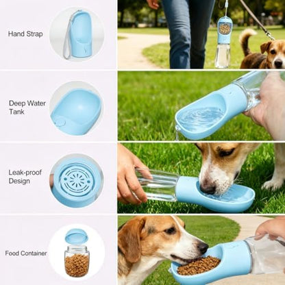 Portable Dog Water Bottle with Food Container, Drinking Bottle for Travel - Image 4
