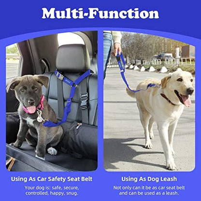 BWOGUE 2 Pack Dog Seat Belt for Car, Nylon Headrest Restraint, Dark Blue - Image 6