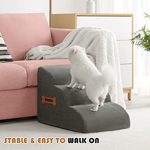 Romrol Dog Stairs Ramp for Small Dogs, 33D Pet Stairs Steps with Durable Non-Slip Waterproof Fabric Cover, Dog Slope Stairs to Bed for Small Dogs and Cats or Pets Joints, 3-Steps - Image 6