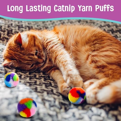 Ethical SPOT Kitty Yarn Puffs Colorful Woolen Yarn Cat Toy Contains Catnip 1.5" Pack of 4 Pet - Image 5