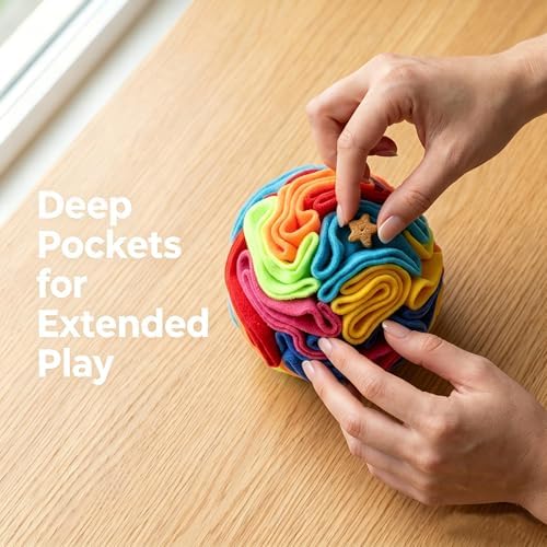 Snuffle Ball for Dogs - Soft Polar Fleece Interactive Puzzle Toy for Mental Stimulation & Boredom - Safe, Plastic-Free Foraging Game & Slow Feeder to Keep Pets Busy Indoors - Image 6